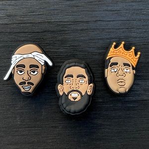 Tupac, Notorious B.I.G., Nipsey, 3 Pieces Charms for Croc, Shoes Charms